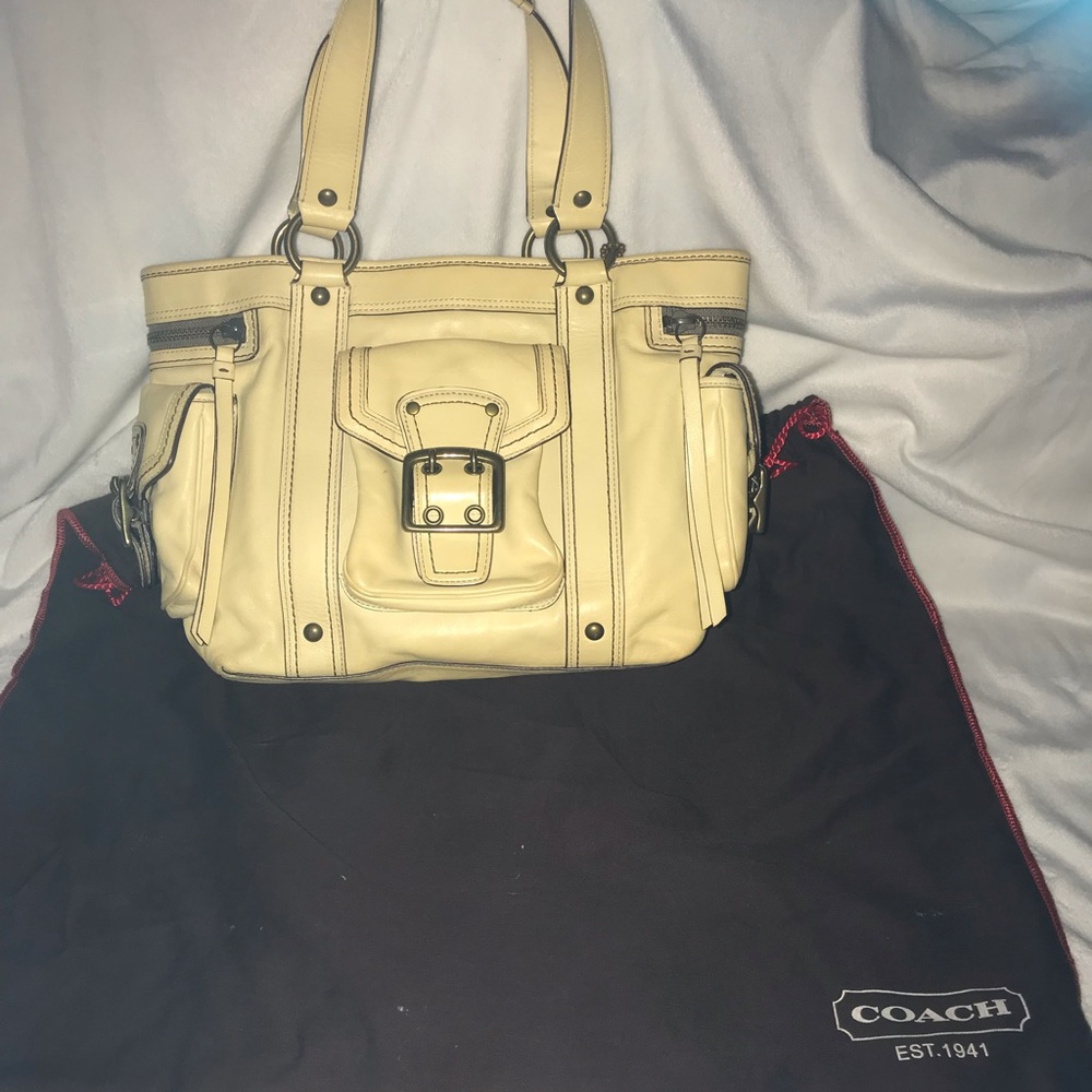Authentic Cream Colored Leather Coach Tote!!